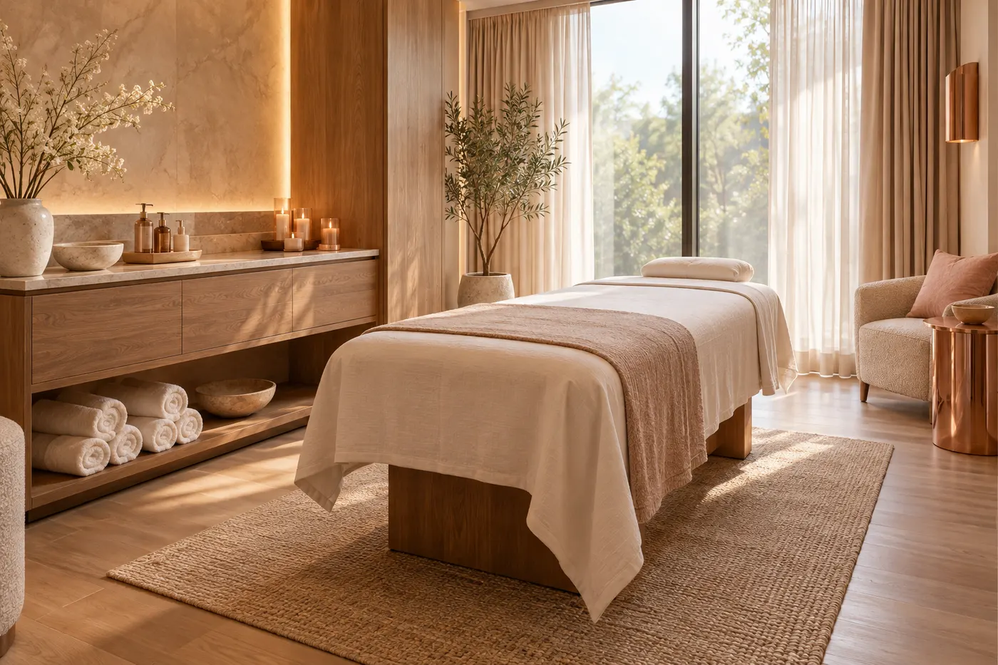 Softly lit treatment room